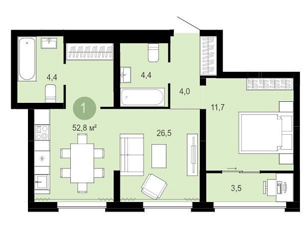 1-к квартира в новостройке, Газовиков, 
