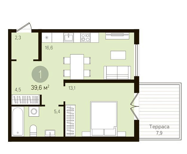 1-к квартира в новостройке, Газовиков, 