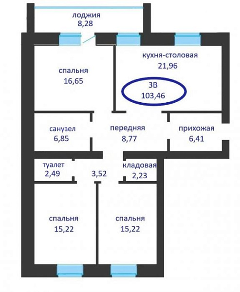 3-к квартира в новостройке, Тимофея Кармацкого, 