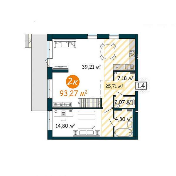 2-к квартира в новостройке, Ярославская, 8