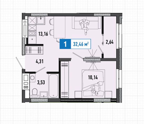 1-к квартира в новостройке, Анатолия Клиндюка, 