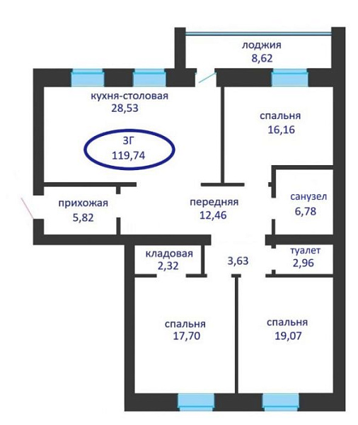 3-к квартира в новостройке, Тимофея Кармацкого, 