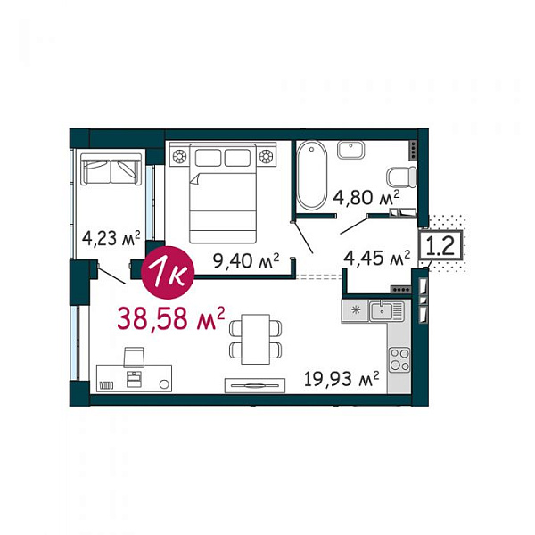 1-к квартира в новостройке, Ярославская, 8