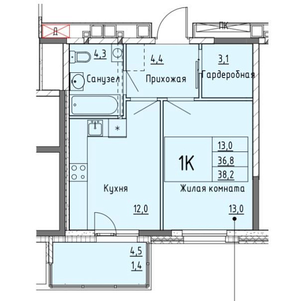 1-к квартира в новостройке, Фармана Салманова, 