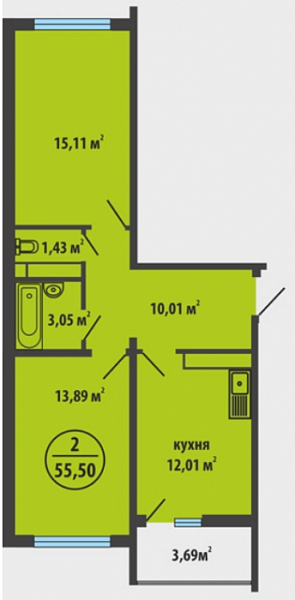 2-к квартира, Александра Протозанова, 18
