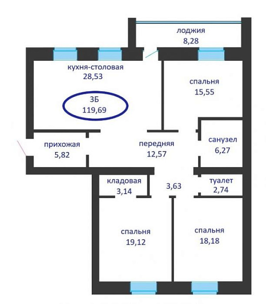 3-к квартира в новостройке, Тимофея Кармацкого, 