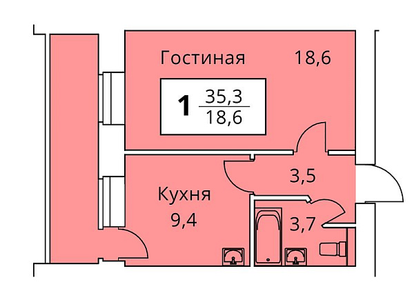 1-к квартира, Суходольская, 12