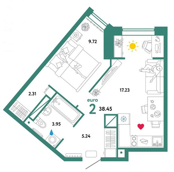 1-к квартира в новостройке, Московский тракт, 